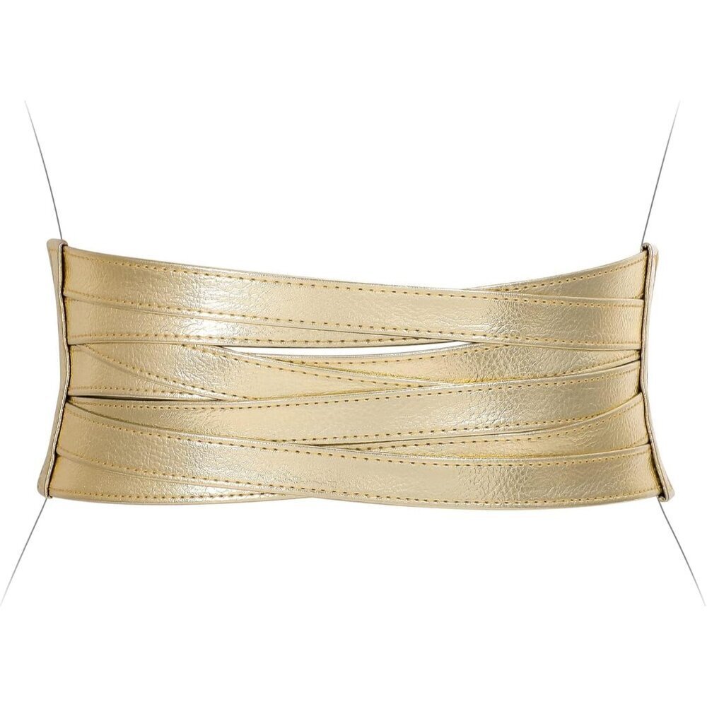 Wide Elastic Belt for Women Leather & Fabric Wide Waist Cinch for Dresses